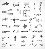 ensemble vectoriel de flèches dessinées à la main, schéma, diagramme, infographie