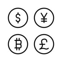 icône de vecteur de symboles monétaires