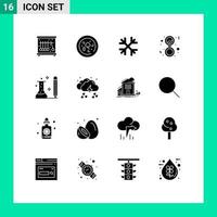 interface mobile glyphe solide ensemble de 16 pictogrammes d'informations sur l'apprentissage miroir d'enseignement d'hiver éléments de conception vectoriels modifiables vecteur