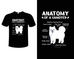 typographie chien samoyède illustration vintage modèle vectoriel de conception de t-shirt