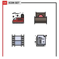 4 icônes créatives signes et symboles modernes de chemin de fer film transport mobilier film éléments de conception vectoriels modifiables vecteur