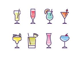 Ensemble d'icônes de cocktails vecteur