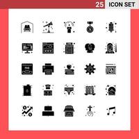 25 glyphes solides vectoriels thématiques et symboles modifiables d'ampoule à économie d'énergie insignes de position halloween éléments de conception vectoriels modifiables vecteur