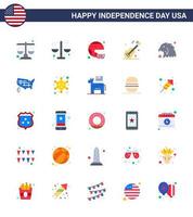 ensemble de 25 icônes de la journée des états-unis symboles américains signes de la fête de l'indépendance pour la carte oiseau état animal états-unis éléments de conception vectoriels de la journée des états-unis modifiables vecteur