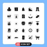 25 pack de glyphes solides d'interface utilisateur de signes et symboles modernes de chat vêtements shopping bébé maison éléments de conception vectoriels modifiables vecteur