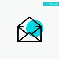 e-mail mail message ouvert turquoise surbrillance cercle point vecteur icône