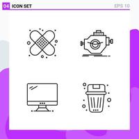 ensemble de 4 icônes dans les symboles de contour créatifs de style ligne pour la conception de sites Web et les applications mobiles signe d'icône de ligne simple isolé sur fond blanc 4 icônes vecteur