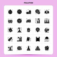 ensemble d'icônes de pollution solide 25 conception de style de glyphe vectoriel icônes noires définies idées d'affaires web et mobiles conception illustration vectorielle