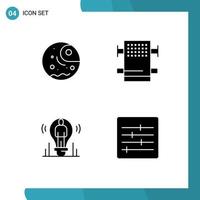 ensemble moderne de glyphes et de symboles solides tels que des éléments de conception vectoriels modifiables de lumière de salle de planète d'utilisateur distant vecteur