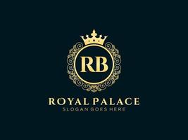 lettre rb logo victorien de luxe royal antique avec cadre ornemental. vecteur