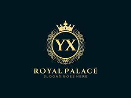 lettre yx logo victorien de luxe royal antique avec cadre ornemental. vecteur