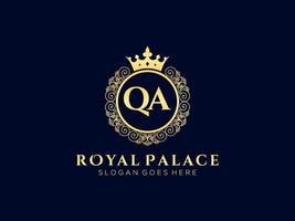 lettre qa logo victorien de luxe royal antique avec cadre ornemental. vecteur