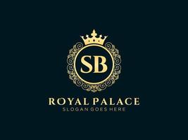 lettre sb logo victorien de luxe royal antique avec cadre ornemental. vecteur