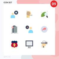 9 concept de couleur plate pour les sites Web mobiles et les applications bâtiment gouvernemental se concentrant sur la nature bancaire éléments de conception vectoriels modifiables vecteur