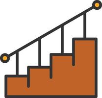 icône remplie de ligne d'escalier vecteur