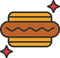 icône remplie de ligne de hot-dog vecteur