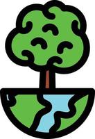 icône remplie de ligne d'arbres du monde vecteur