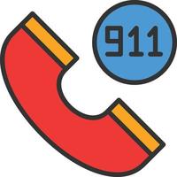 icône remplie de ligne 911 vecteur