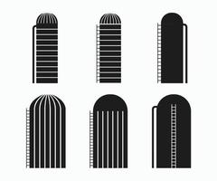 Stockage de symbole d'icône de vecteur de silo isolé sur fond blanc