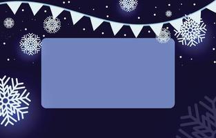 étiquette carrée vierge bleue décorée de flocons de neige et illustration vectorielle de drapeau suspendu de l'hiver. carte de noël et du nouvel an. vecteur