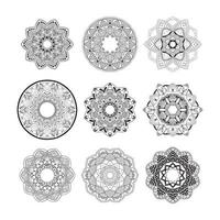 mandala bundle arrière-plan concept de design noir et blanc vecteur