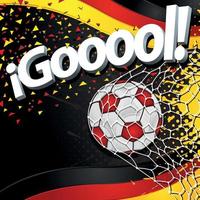 mot gooool à côté d'un ballon de football marquant un but sur fond de drapeaux allemands et de confettis noirs, rouges et jaunes. image vectorielle vecteur