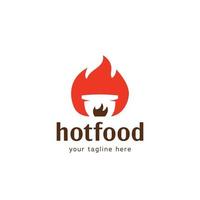 logo de restaurant de nourriture hot pot avec icône de symbole de silhouette hot pot à l'intérieur de la flamme de feu vecteur
