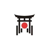 illustration japon torii gate avec vecteur de conception de logo de signe rouge