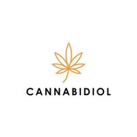 orange cbd cannabis marijuana pot feuille de chanvre avec dessin vectoriel de logo d'art en ligne