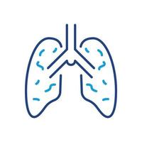 icône de ligne de poumons de pneumonie. état inflammatoire des poumons. icône de couleur linéaire d'organe interne humain. pneumonie, asthme, concept de maladie virale. trait modifiable. illustration vectorielle. vecteur