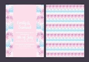 Vector Pink Branches Wedding Invitation