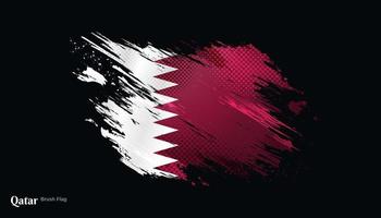 drapeau qatar avec brosse et style grunge. drapeau du qatar avec concept sportif, adapté à la fête de l'indépendance et à la coupe du monde 2022 vecteur