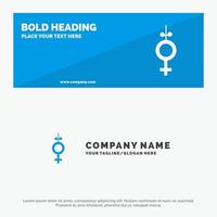 ruban de symbole de sexe icône solide bannière de site Web et modèle de logo d'entreprise vecteur
