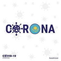 kazakhstan coronavirus typographie covid19 pays bannière restez à la maison restez en bonne santé prenez soin de votre santé vecteur