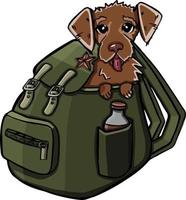 symbole d'un sac à dos dans lequel un chien est assis touriste, pour voyager vecteur