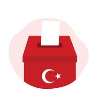 concept d'élections du président de la démocratie du gouvernement de la turquie. illustration de la boîte de vote avec drapeau turc. vecteur