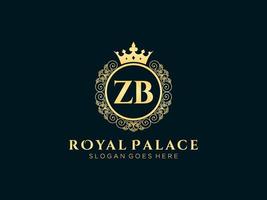 lettre zb logo victorien de luxe royal antique avec cadre ornemental. vecteur