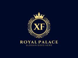 lettre xf logo victorien de luxe royal antique avec cadre ornemental. vecteur