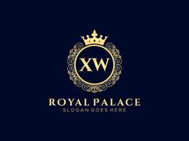 lettre xw logo victorien de luxe royal antique avec cadre ornemental. vecteur