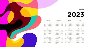 modèle de conception de calendrier du nouvel an 2023 avec abstrait coloré géométrique. conception de calendrier de vecteur. vecteur