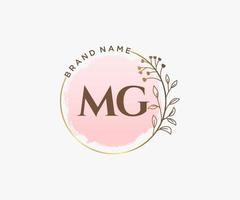 logo féminin initial mg. utilisable pour les logos nature, salon, spa, cosmétique et beauté. élément de modèle de conception de logo vectoriel plat.