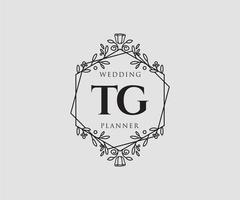 tg initiales lettre mariage monogramme logos collection, modèles minimalistes et floraux modernes dessinés à la main pour cartes d'invitation, réservez la date, identité élégante pour restaurant, boutique, café en image vectorielle vecteur