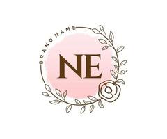 initial ne logo féminin. utilisable pour les logos nature, salon, spa, cosmétique et beauté. élément de modèle de conception de logo vectoriel plat.