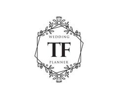 tf initiales lettre collection de logos de monogramme de mariage, modèles minimalistes et floraux modernes dessinés à la main pour cartes d'invitation, réservez la date, identité élégante pour restaurant, boutique, café en image vectorielle vecteur