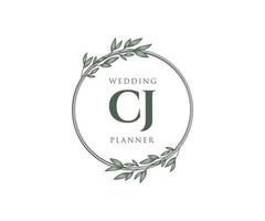 cj initiales lettre collection de logos de monogramme de mariage, modèles minimalistes et floraux modernes dessinés à la main pour cartes d'invitation, réservez la date, identité élégante pour restaurant, boutique, café en image vectorielle vecteur