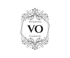 vo initiales lettre mariage monogramme logos collection, modèles minimalistes et floraux modernes dessinés à la main pour cartes d'invitation, réservez la date, identité élégante pour restaurant, boutique, café en image vectorielle vecteur