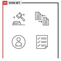 pack d'icônes vectorielles stock de 4 signes et symboles de ligne pour les éléments de conception vectoriels modifiables de personnes de fichier de droit humain d'affaires vecteur