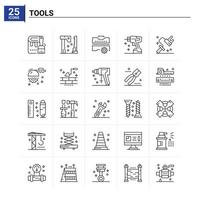 25 outils icon set vector background