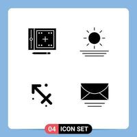 4 icônes créatives signes et symboles modernes de codage sagittaire dessin vacances grèce éléments de conception vectoriels modifiables vecteur