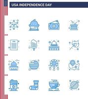 joyeux jour de l'indépendance pack de 16 signes et symboles de blues pour les vacances de l'indépendance thanksgiving drum usa modifiable usa day vector design elements